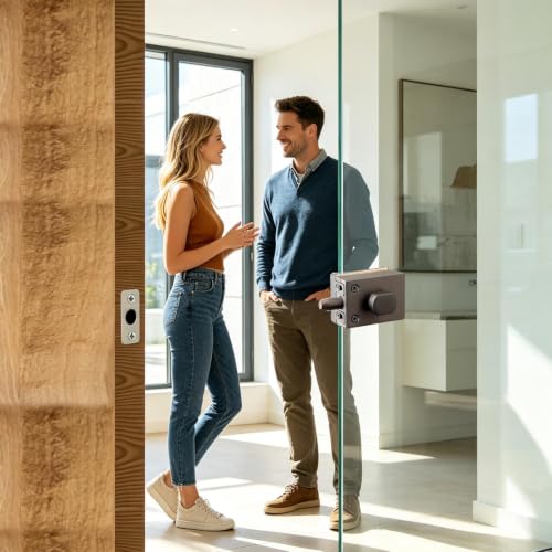 Serrure porte vitrée en zinc sans perçage pour douche et bureau