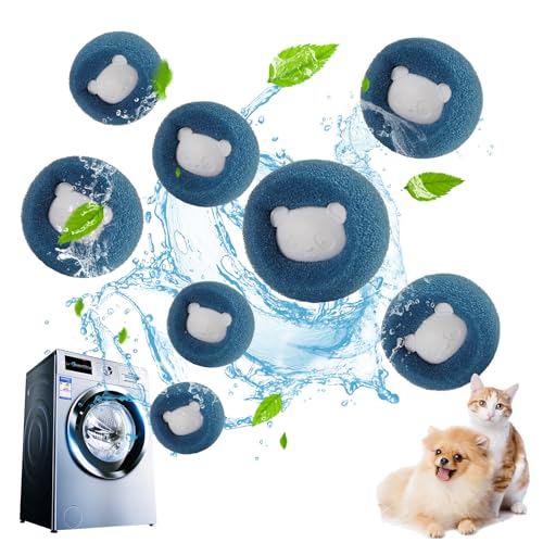 Fusselbälle für Waschmaschine, Tierhaarentferner Waschmaschine, Haarfänger für Waschmaschine, Fusselentferner, Anti-Wicklung Waschbälle, Entfernt Tierhaare＆Fusseln (8 Stücke) (Dunkelblau)