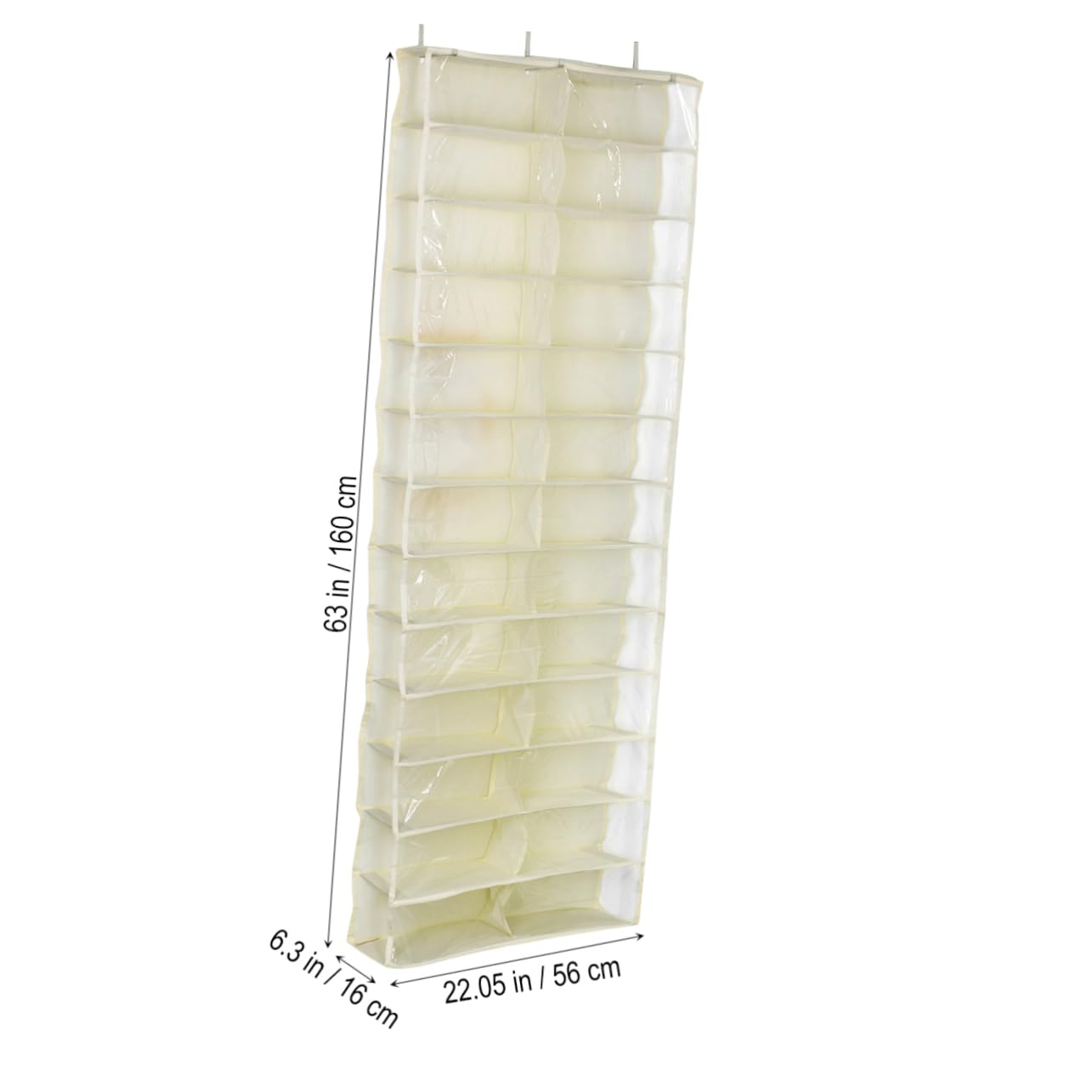 Organizador de Zapatos 26 Bolsillos Grandes, Colgador sobre Puerta | Poliéster y Metal, Gancho Incluido, para Pasillos Estrechos y Dormitorio, Beige