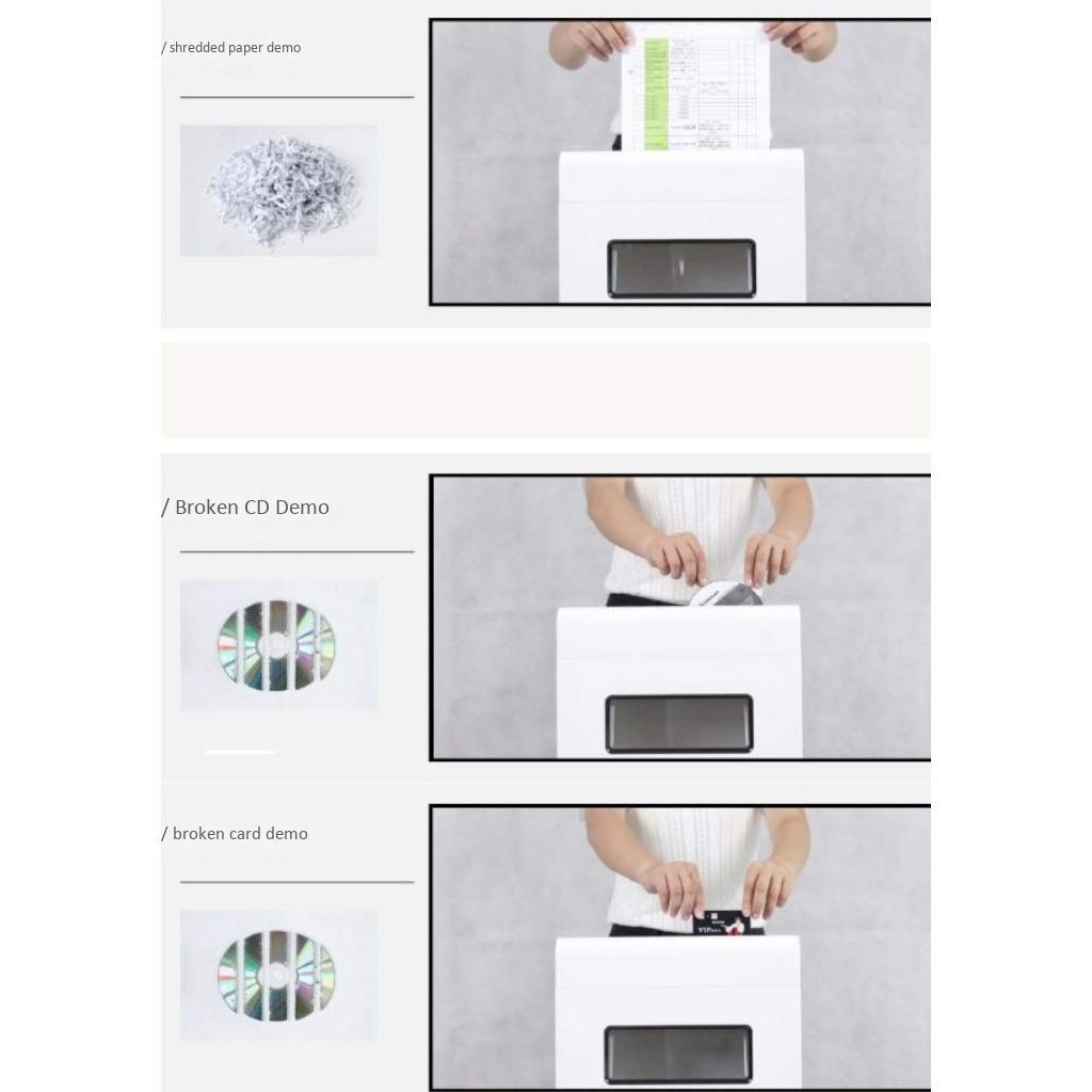 Trituradora de Llantas de bajo Ruido Heavy Duty de Alta Seguridad Micro Corte del Papel, CD, Tarjeta de crédito Home Office Shredder Retirada Cubo de la Basura