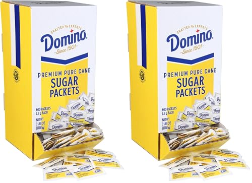 Domino® White Sugar Packets, 400 Count Dispenser Box, 0.10 oz Each, 2 Pack