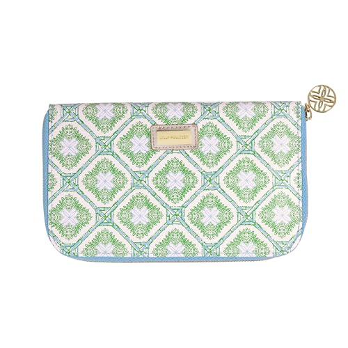 Lilly Pulitzer Leatherette Travel Wallet for Women, Passport Holder with ID Window, Card Slots and Interior Pockets (Bamboo Logo Trellis)2