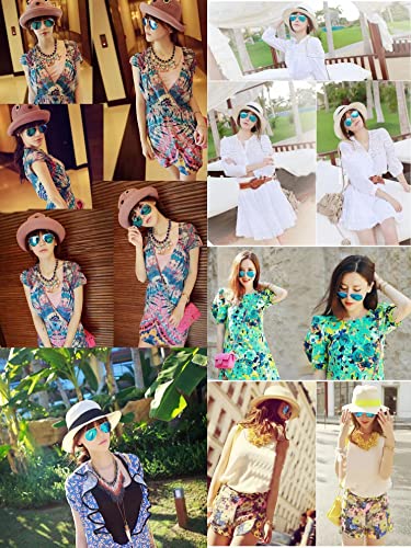 10-Pack Retro Aviator Sunglasses for Women & Men, Mirrored Flat Lens UV400 Unisex Shades - Classic Party Beach Driving Multi-Pair Set3