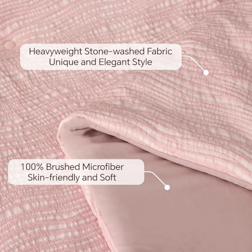 Image of BEDELITE Queen Comforter Set Striped-Blush Pink,Lightweight &Soft Comforter