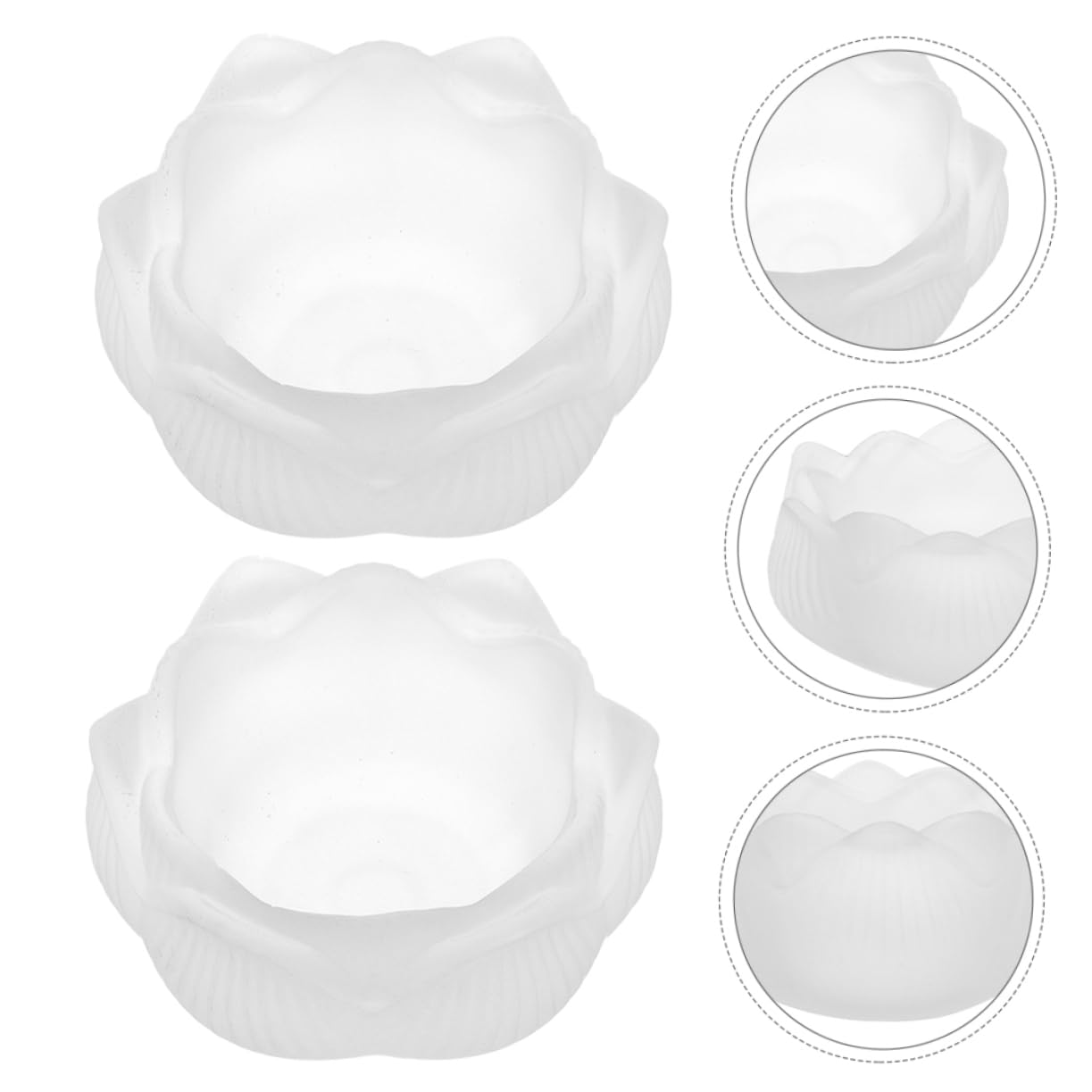 Portavelas de Loto de Cristal Blanco, 4 Piezas, para Té | Base Artesanal en Vidrio, Forma de Flor, Uso en Oración y Altares Domésticos, Diseño Simbólico