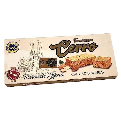 Turrón de Jijona Blando Cerro Supreme Quality 100% Natural - Almonds and Honey Jijona Soft Turron 200 g - Gluten Free Lactose Free