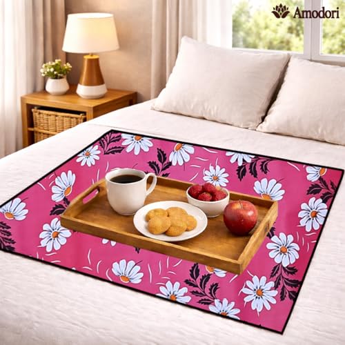 Image of Waterproof Bed Server Mat /Food Mat /Bedsheet Protector | Reversible | 2-Layer Heavy Material | Multi-Purpose Place Mat (Colour & Print May Vary) (floral-21)