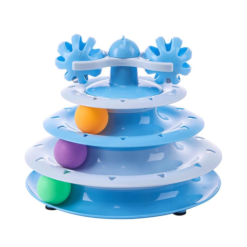 Juguete Gato Interactivo con 3 Pisos + 3 Bolas + 2 Esferas Superiores de Juego,Juguetes Gatos Pequeños y Grandes,Juguete Interactivo Gato,Juegos para Gatos,Juguetes para Gatos bebes,Juego Gato Juguete