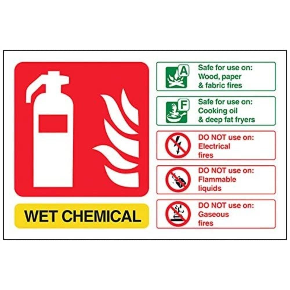 V Safety Wet Chemical Id Fire Extinguisher Sign - 150mm x 100mm - Self Adhesive Vinyl