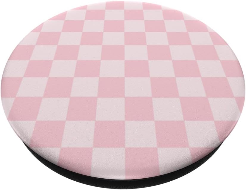 Classic Checkered Checker Checkerboard Blush Pink Pattern PopSockets Adhesive PopGrip - Image 2