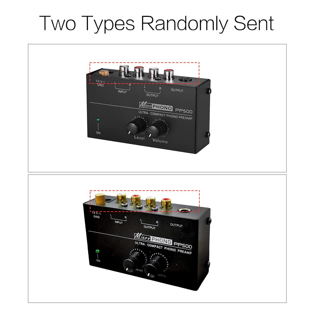 Preamplificatore Fono Ultra-Compatto con Controlli di Livello e Volume, Ingresso e Uscita RCA 1/4