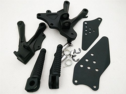 Httmt Mt390-031-Bk Black Front Rider Foot Rest Pegs Brackets Compatible With 2006-2010 Kawasaki Zx-10R #TOP1