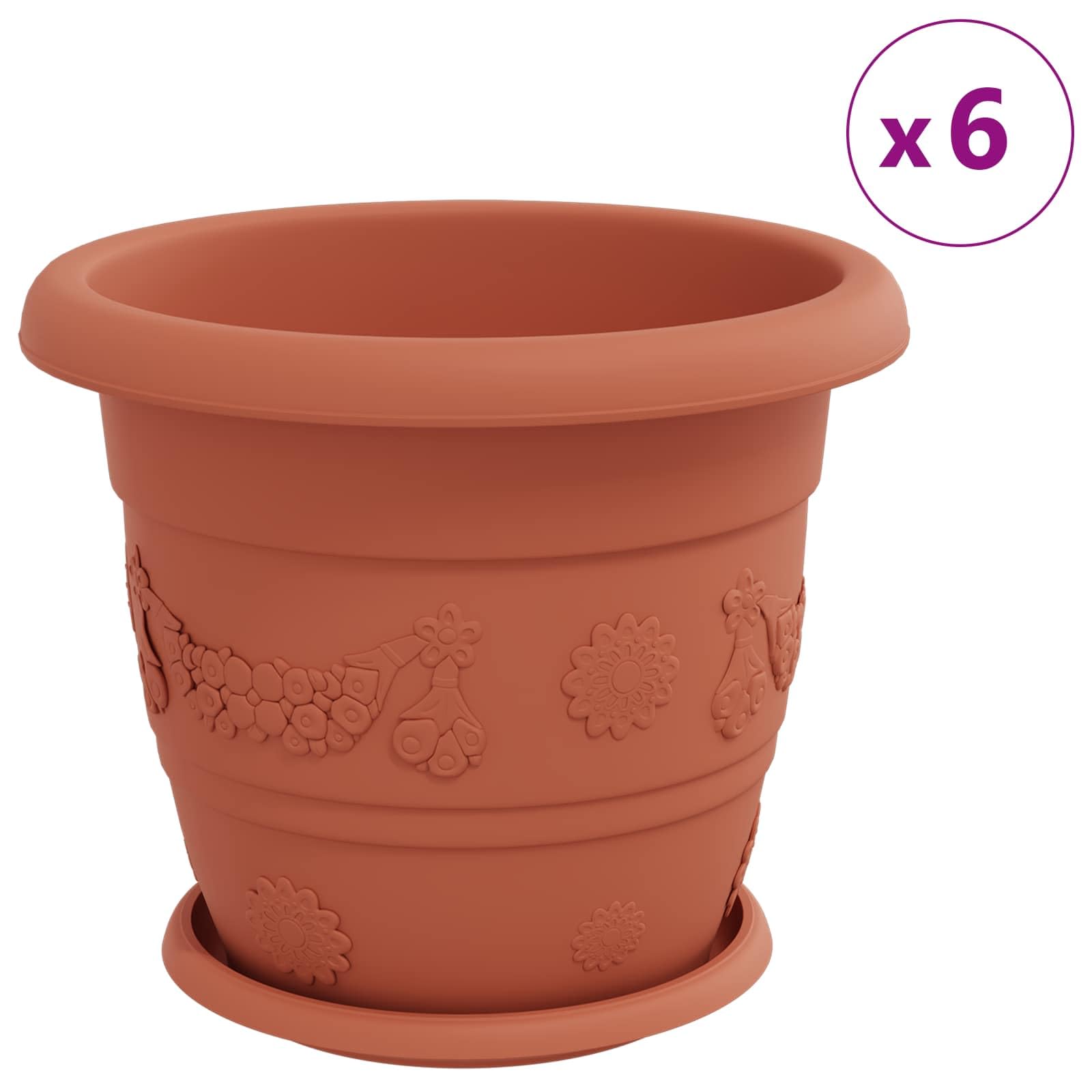 Doniczki 24 szt Czerwony ceglasty 30 x 25 cm Nowoczesne Plastikowe donice z Otworami Drenażowymi Lekkie Trwałe do Wnętrz Ogrodu Tarasu Balkonu