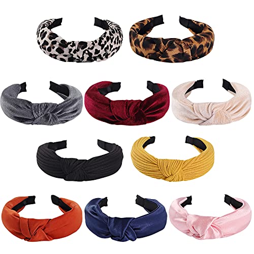 10 Pcs Headbands for Women, Wide Headbands Knotted Headbands for Women, Headbands for Women Hair, Women Headbands Fashion Turban Headbands Hair Hoops Hair Accessories for Women and Girls