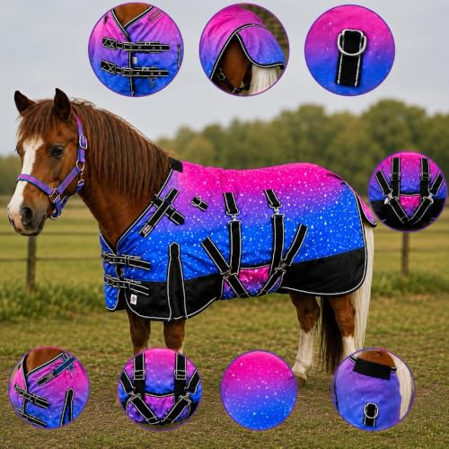 Image of CHALLENGER 1200D Foal Winter Blanket Miniature Pony Donkey Bellyband Turquoise Rustic