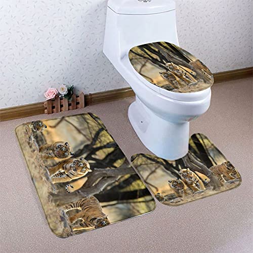 Badematte Bengalischer Tiger Wilde Tiere Badematten Set rutschfest Waschbar Badgarnitur 3teilig - WC Deckelbezug U… – Bild 7