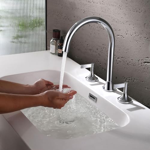Robinet de lavabo pour vasque à poser mitigeur 3 trous pièce d'eau moderne