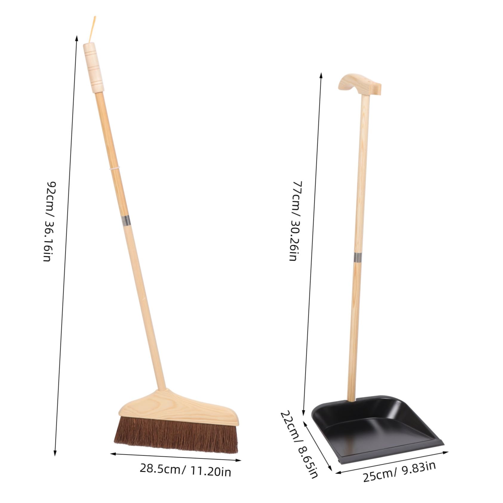 MAGICLULU Besen Und Kehrschaufel Haushalt Edelstahlbesen Mit Langem Stiel Reinigungsbesen Für Boden Kehrbesen Aus Holz Kehrschaufel Hausreinigung