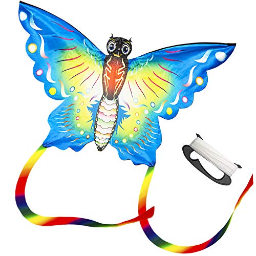 XIN Butterfly Kites for Kids - Huge Beach Kite Easy to Fly with Long Colorful Tail, Includes Kite Line and Bag