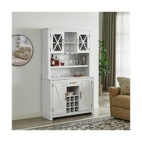 Home Source Jill Zarin White Tall Cabinet with Glass Doors
