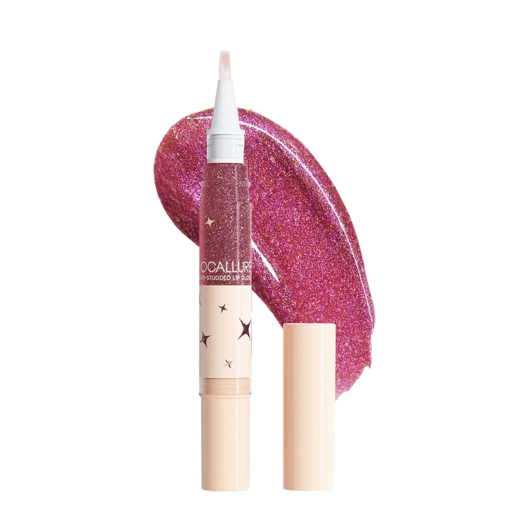 Star-studded Lip Gloss| Precision Applicator with Brush| Moisturizing| Hydrating Formula| Soft & Glossy Finish| High shine| Pearlescent Effect|Iridescent finish|PK02 ISerendipity Berry|3gm