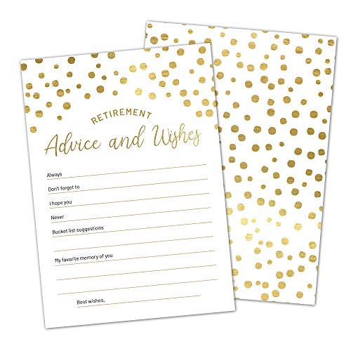 Hat Acrobat Gold Retirement Advice and Wishes Cards Perfect for Happy Retirement Party Games, Decorations, Supplies, for Men and Women, Pack of 50
