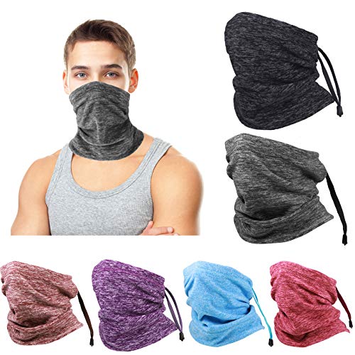 6 Pieces Winter Neck Warmer Gaiter Drawstring Cold Weather Balaclava Thermal Face Covering for Skiing Running Cycling