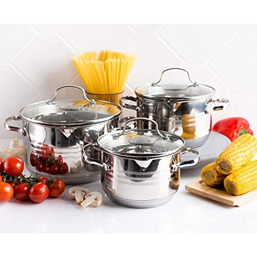 Daniks Tokio Induction-Safe Stainless Steel Stock Pot with Glass Lid (2.6 L, Ø 18 cm) Main Image