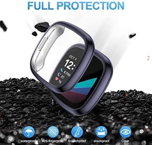 Image of YODI Soft TPU Screen Protector Case Compatible with Fitbit Sense /Versa 3, Protective Cover Bumper Accessories for Men Women (Rose Gold)