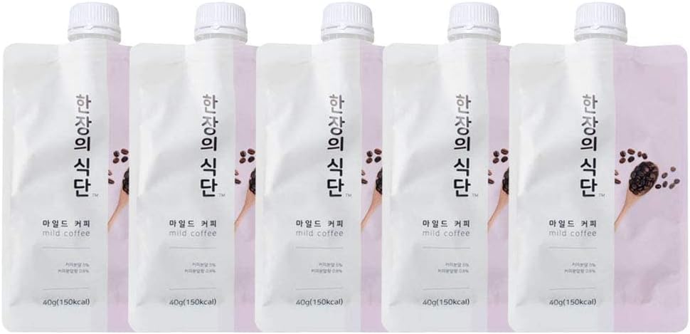 On-the-Go Meal Replacement Powder 40g x 5 Pouches (Pack of 1) - Korean Healthy Shake Breakfast Simple Meal [한장의 식단] (Mild Coffee)