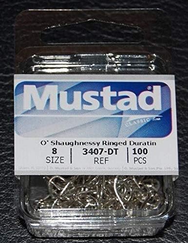 100 Mustad 3407DT Size 8 Saltwater Big Game Duratin J Hooks 3407DT-08