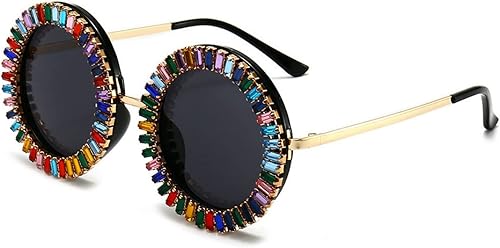 laureles Gafas de sol vintage con diamantes de imitación para mujer, lentes de lectura de diamantes de colores redondos de moda 2022