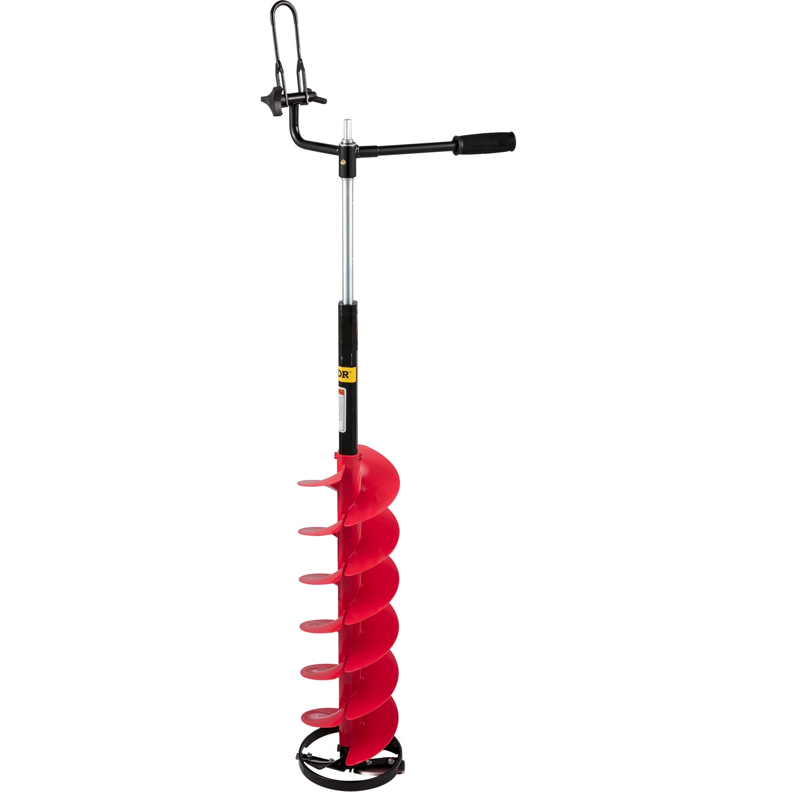 VEVOR Tarière à glace en nylon, diamètre 20 cm, mèche de tarière à glace 104 cm de longueur, tarière à perceuse avec poignée en caoutchouc, adaptateur de perceuse, lame de tarière pour pêche glace