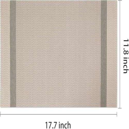 Image of Potency Table Mats Set of 4, Woven Placemate for Dining Table, Heat-Resistant Placemats Stain Resistant Anti-Skid Washable PVC Table Mats, Vinyl Placemats for Dining Kitchen Restaurant Table (31Brown)