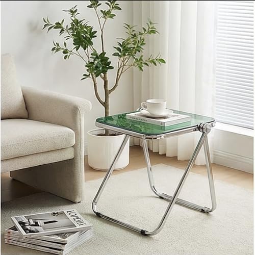 Image of The Artment Green GlacierTray Foldable Transparent Acrylic End Table, Multi-Purpose Side Table, Serving Tray & Magazine Rack, Space-Saving for Modern Living Spaces | Use for Home & Office