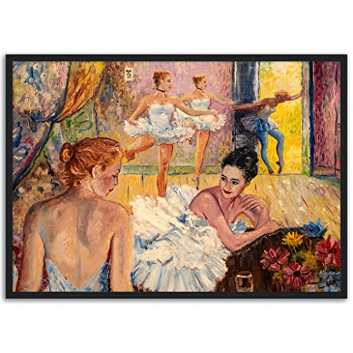 Décoration murale de danse pour salon chic affiche ballerine pastel cadre 50x70