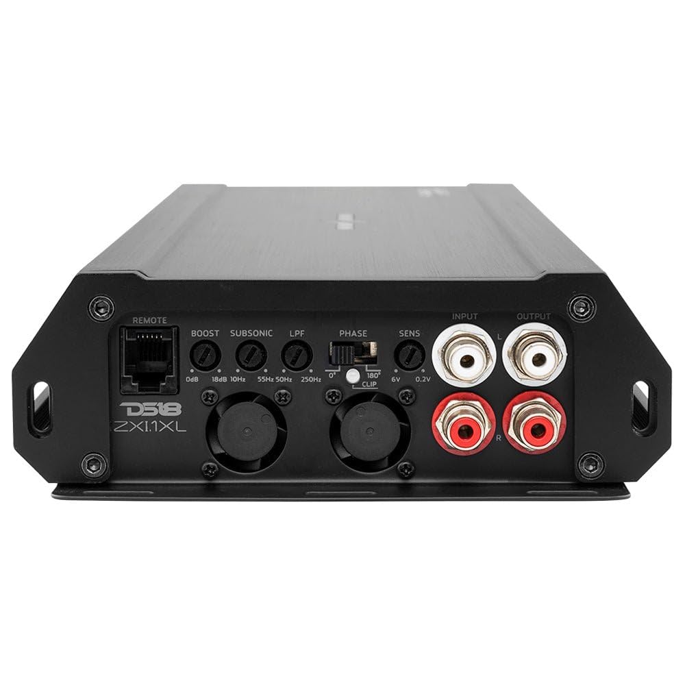 DS18 ZXI.1XL Car Audio Bass Amplifier - Class D, Monoblock, 1 Channel, 4000 Watts Max, Adjustable Crossover, BASS Knob Included – Compact Size for Easy Installation on Many Applications (Renewed)