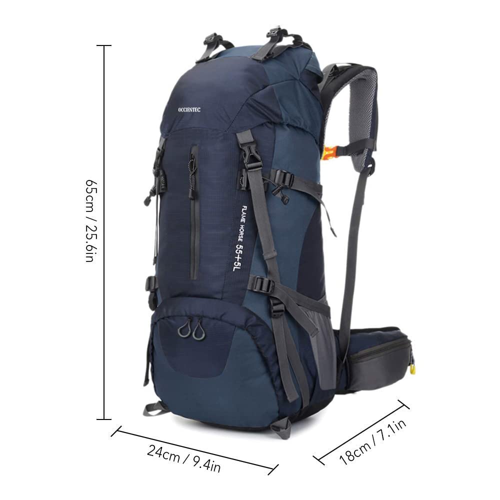 50L Imperméable Sac à Dos Grande Contenance Backpack 60L Mountaineering Sac à Dos Travel Backpack avec Housse De Pluie Étanche pour Les Voyages en Plein air Escalade Camping