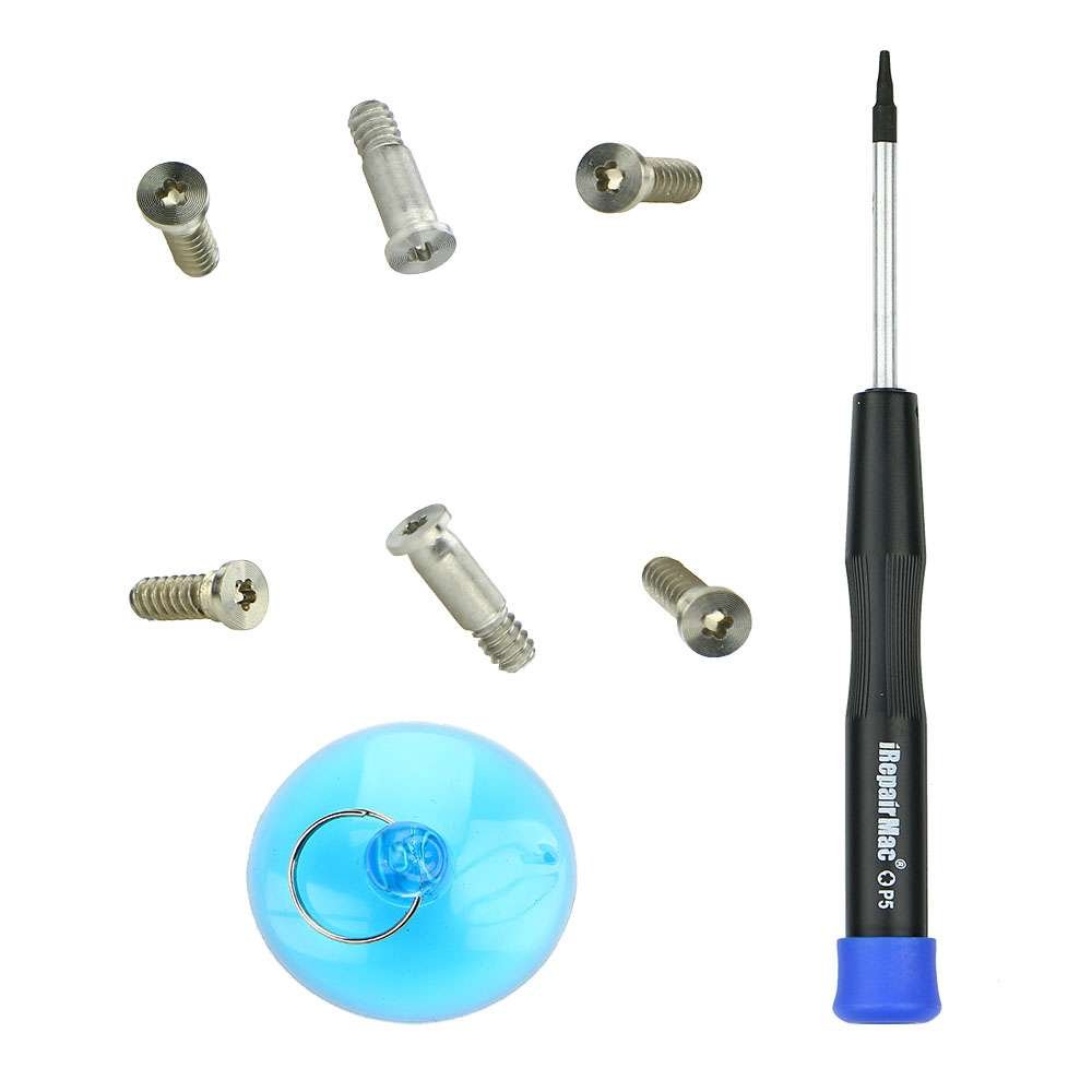 iRepairmacSilver Bottom Screws, Pentalobe Screwdriver and Suction Cup for MacBook Retina 15ââ‚¬ A1707 (Touch Bar) 2016-2018 (Silver)