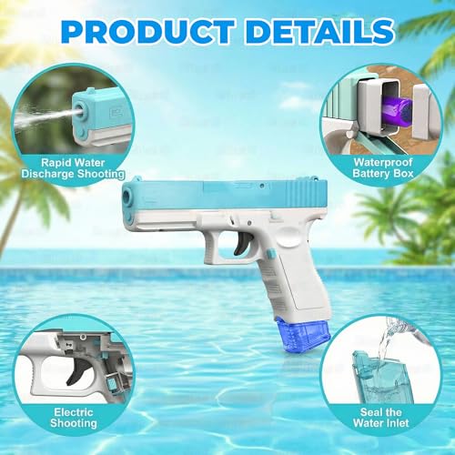 Image of Electric Pressure Water Gun - Rechargeable High-Pressure Automatic Water Toy for Babies, Kids & Adults - Long-Range Water Shooting, USB Rechargeable - Ideal for Holi, Pool & Outdoor Water Fun