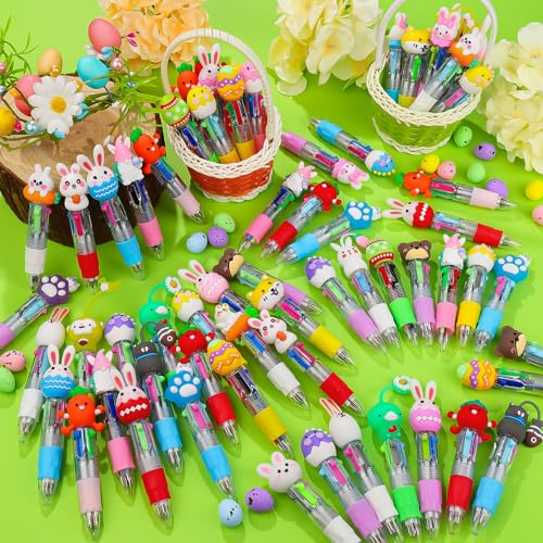 Image of CZWZ 120Pcs Mini Multicolor Pens in One 4-in-1 Cute Pens Bulk, Ballpoint Pen for Birthdays and Parties, Fun Gifts Assorted Ink Kawaii Pen(Easter)