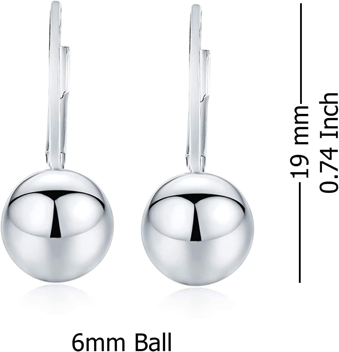 Charmsy 925 Sterling Silver Leverback Earrings for Women | Classic Bead Ball, Hammered Mirror Ball & Pearl Drop Dangle Earrings