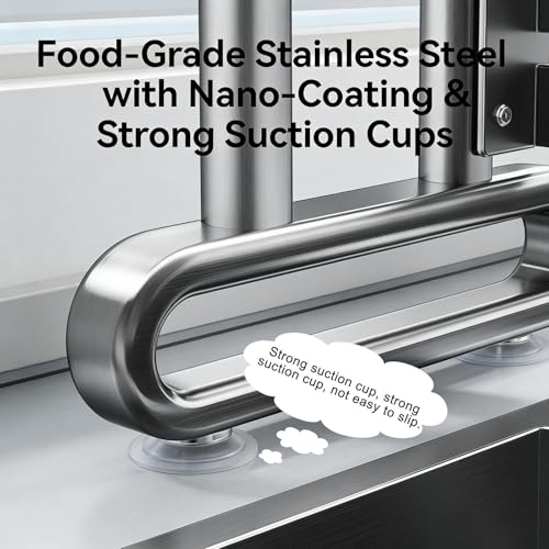 Escurridor de platos de acero inoxidable con dos niveles, soporte para utensilios, secado y drenaje eficientes, organizador de cocina que ahorra espacio, grado 304 para mayor durabilidad