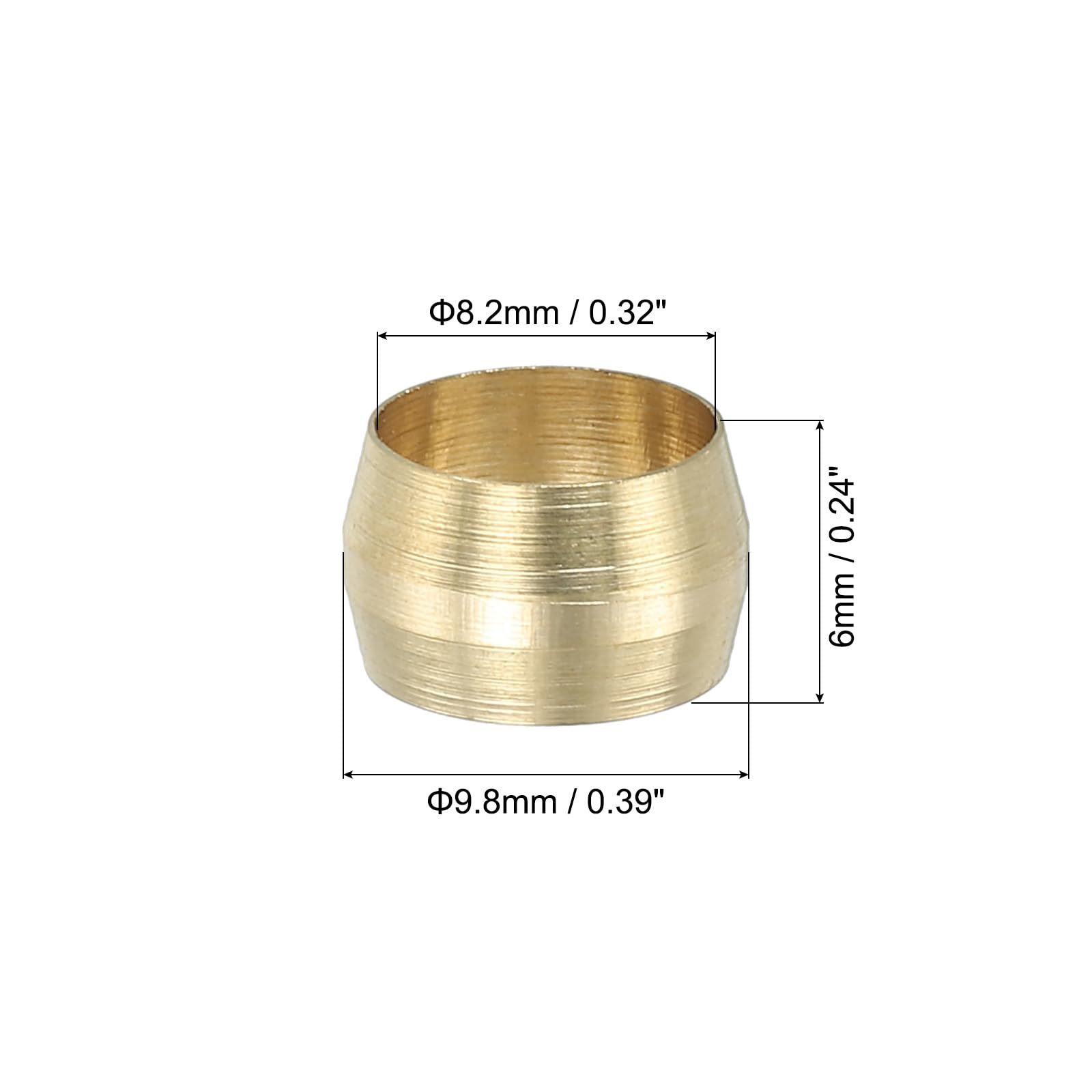 PATIKIL Férulas de Latón para Compresión de 8 mm de Diámetro Interno, 60 Piezas de Accesorios de Compresión de Latón para Tubos de Aire