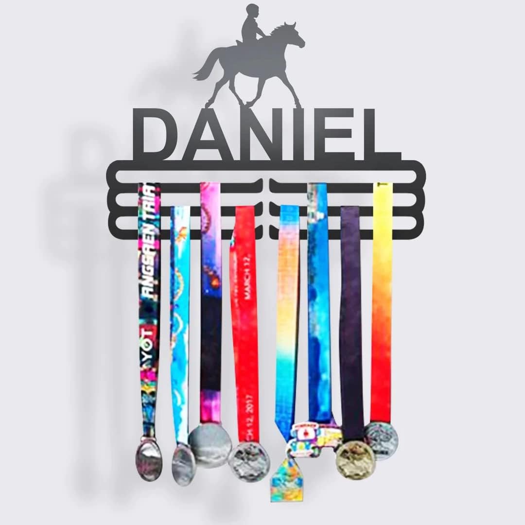Athlete's Gift Shop Personalized Horseback/Equestrian Ribbon & Medal Display Hanger - Durable Wall-Mounted Display for Awards, Trophies, and Medals - Sleek Design, Easy Installation - Made in The USA