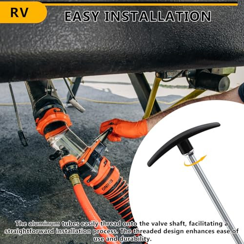 Image of RV Sewer Waste Valve Extension Rod 7 inch&10 inch,rv Black Tank Pull Valve Handle Replacement,Tank Valve Handle RV Dump Valve Handle Replacement Set Compatible with Other Standard Waste Gate Valves