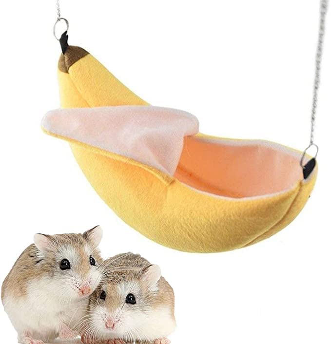 AIMICOCA Banana Hamster Bett Haus Hängematte Kleintier Warm Bett Haus Käfig Nest Zubehör für Zuckergleiter Hamster