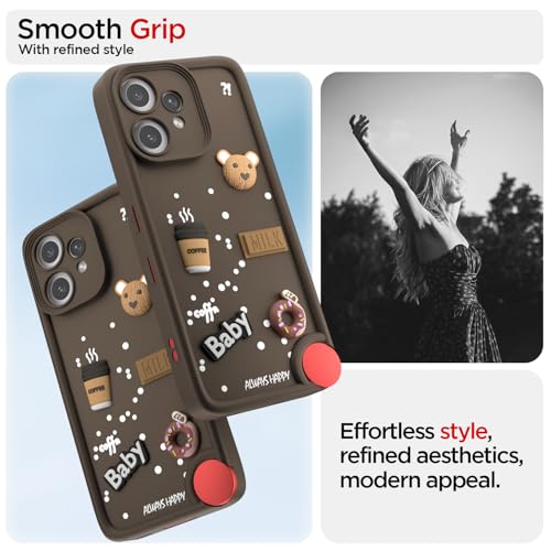 Image of Outlouders Back Cover for CMF by Nothing Phone 2 Pro 5G | 3D Cartoon Bear Cute Fun Silicone Full Body Protection Bumper Case (Brown)