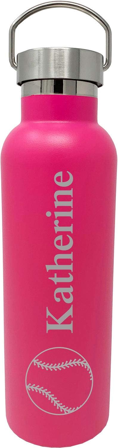 Custom Personalized Baseball Softball Stainless Steel Insulated 24 Ounce Sport Water Bottle with Top