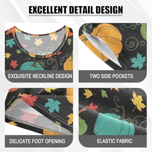 Pajama Short Sets Autumn Pumpkins Leaves Pattern Soft Cotton Summer Sleepwear 2 Piece PJS Size 5-14T3